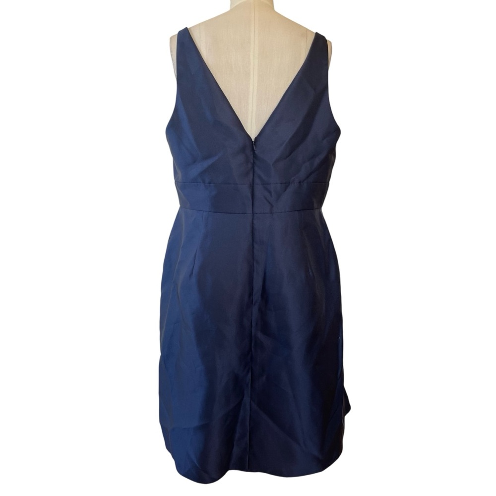 ❤️ NWT! Alfred Sung Navy Plunge Neck Taffeta Satin Cocktail Dress - Picture 6 of 10